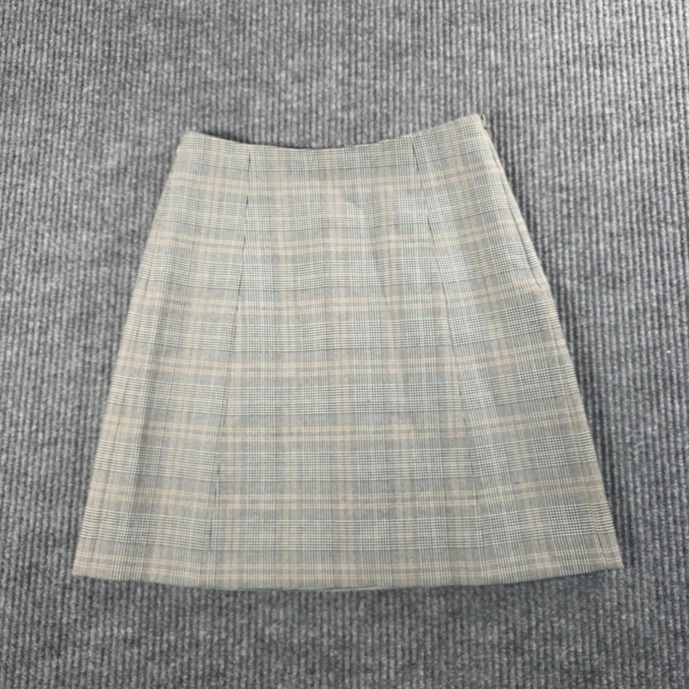 Babaton Aritzia Grey Glen Plaid Mini Skirt High Waisted A-Line Size 2